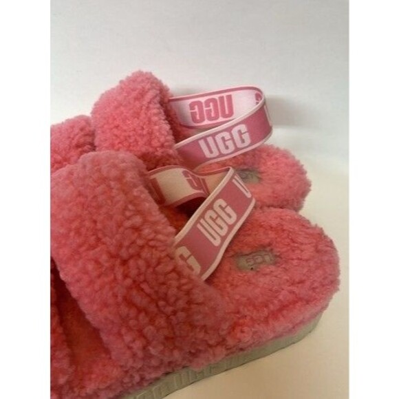 UGG Oh Fluffita Pink/Rose Shearling Platform Slide Sleeper Sandal Women Size 10 - Picture 7 of 14